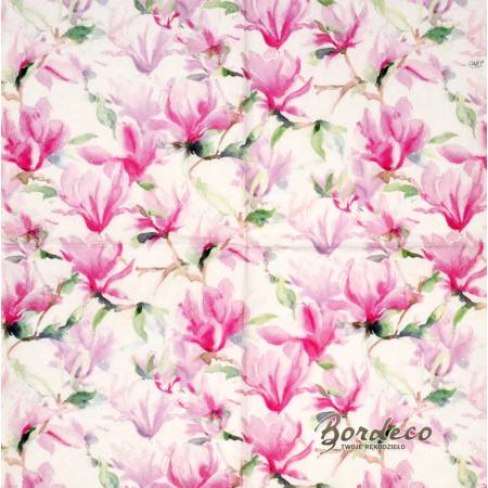 Serwetka decoupage firmy IHR magnolia różowa 33x33cm